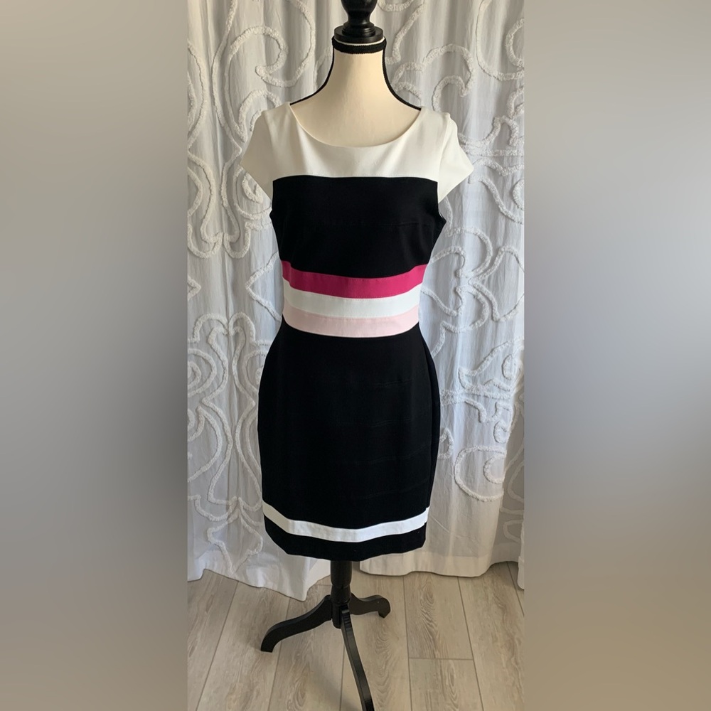 White House Black Market Black and Pink Maxi Dress